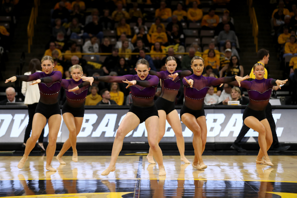 The Iowa Dance Team performs their Jazz Routine at halftime of the Iowa Hawkeyes game against Maryland Thursday, January 9, 2020 at Carver-Hawkeye Arena. (Brian Ray/hawkeyesports.com)