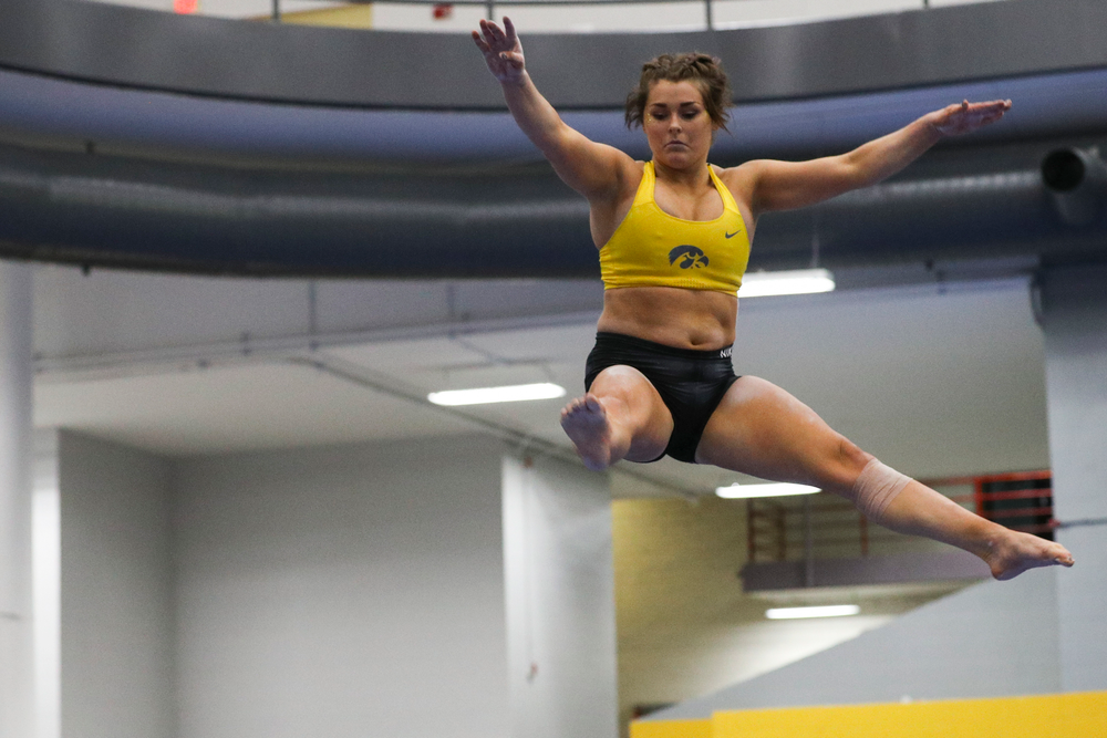 Erin Castle performs on the beam during the Iowa women’s gymnastics Black and Gold Intraquad Meet on Saturday, December 7, 2019 at the UI Field House. (Lily Smith/hawkeyesports.com)