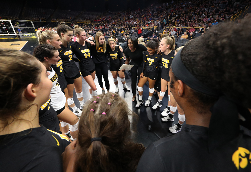 Iowa Hawkeyes head coach Vicki Brown against the Iowa State Cyclones Saturday, September 21, 2019 at Carver-Hawkeye Arena. (Brian Ray/hawkeyesports.com)