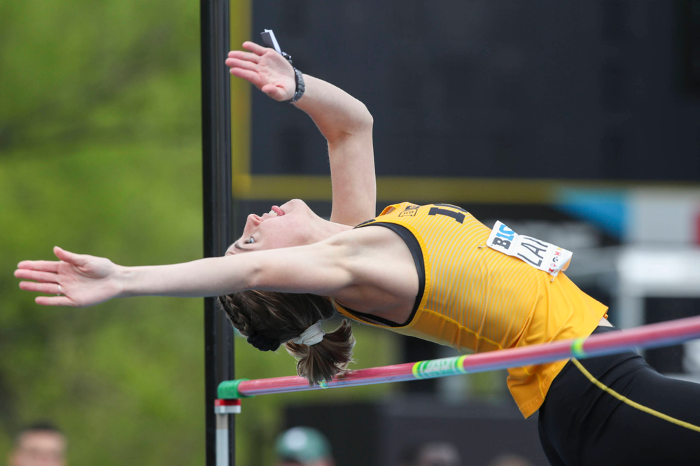 Iowa's Aubrianna Lantrip during women's high jump at Big Ten Outdoor Track and Field Championships at Francis X. Cretzmeyer Track on Sunday, May 12, 2019. (Lily Smith/hawkeyesports.com)