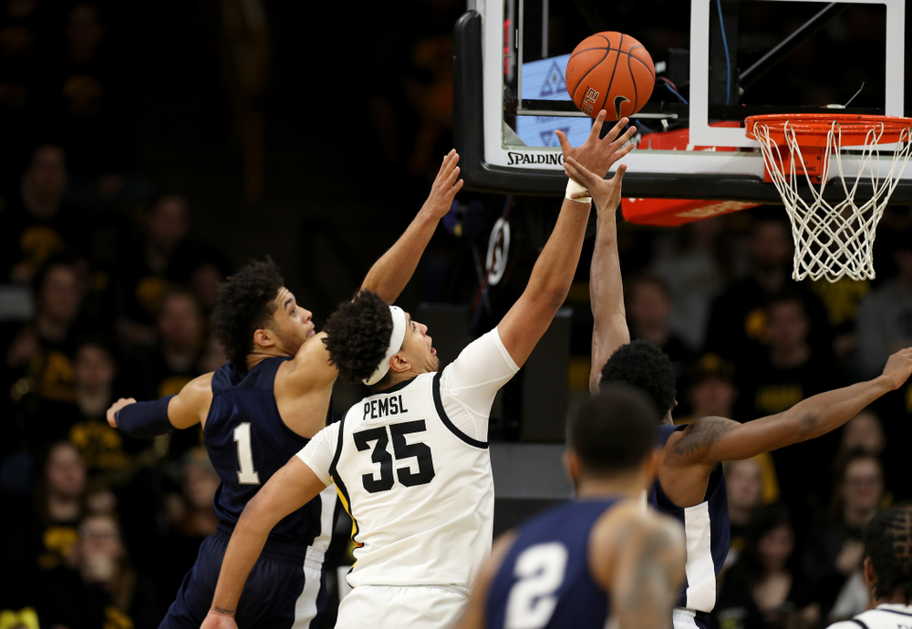 Iowa Hawkeyes forward Cordell Pemsl (35) against Penn State Saturday, February 29, 2020 at Carver-Hawkeye Arena. (Brian Ray/hawkeyesports.com)
