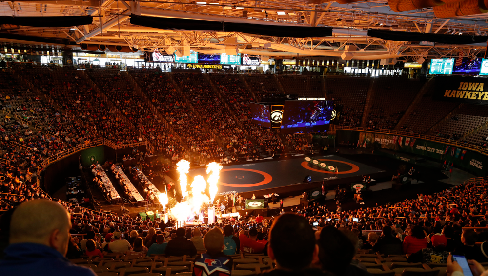 The gold medal match of the United World Wrestling Freestyle World Cup against Azerbaijan Sunday, April 8, 2018 at Carver-Hawkeye Arena. (Brian Ray/hawkeyesports.com)