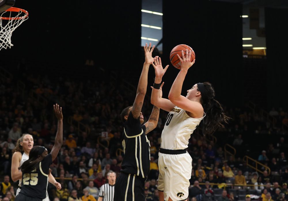 Iowa Hawkeyes forward Megan Gustafson (10) against the Purdue Boilermakers Sunday, January 27, 2019 at Carver-Hawkeye Arena. (Brian Ray/hawkeyesports.com)