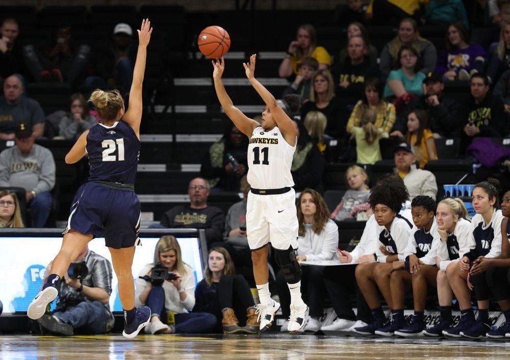 Iowa Hawkeyes guard Tania Davis (11) against Oral Roberts University Friday, November 9, 2018 at Carver-Hawkeye Arena. (Brian Ray/hawkeyesports.com)