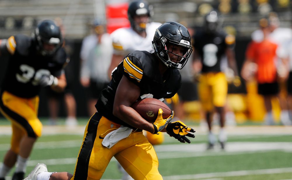 Iowa Hawkeyes running back Toren Young (28) during Kids Day Saturday, August 11, 2018 at Kinnick Stadium. (Brian Ray/hawkeyesports.com)