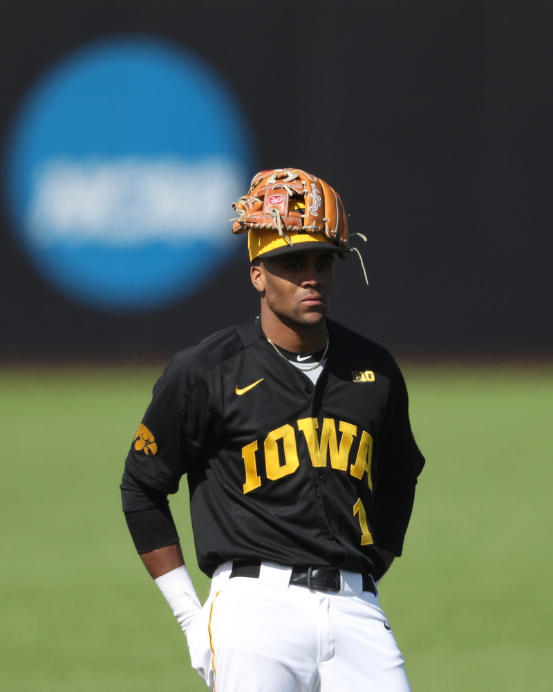 Iowa Hawkeyes infielder Lorenzo Elion (1) against California State Northridge Sunday, March 17, 2019 at Duane Banks Field. (Brian Ray/hawkeyesports.com)