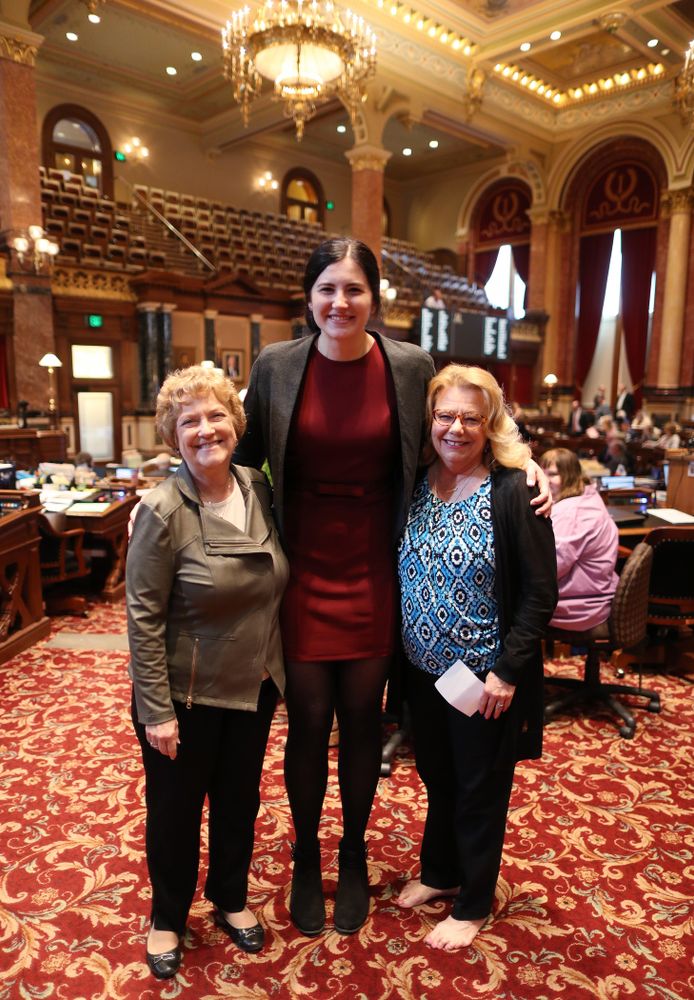 Iowa WomenÕs BasketballÕs Megan Gustafson is recognized with a resolution by the house and the senate at the Iowa State Capitol Wednesday, April 24, 2019 in Des Moines. (Brian Ray/hawkeyesports.com)