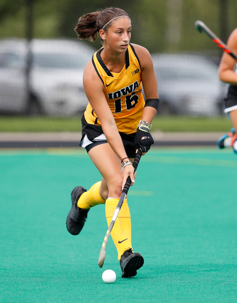 Iowa Hawkeyes Isabella Solaroli (16) against Ball State Sunday, September 2, 2018 at Grant Field. (Brian Ray/hawkeyesports.com)