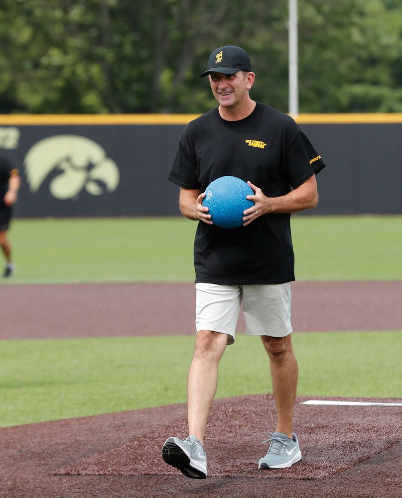 Head Baseball Coach Rick Heller during the Iowa Student Athlete Kickoff Kickball game Sunday, August 19, 2018 at Duane Banks Field. (Brian Ray/hawkeyesports.com)