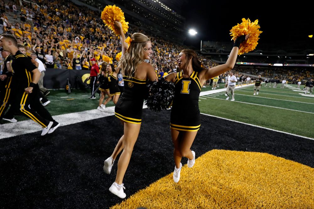 The Iowa Cheerleaders against the Northern Iowa Panthers Saturday, September 15, 2018 at Kinnick Stadium. (Brian Ray/hawkeyesports.com)