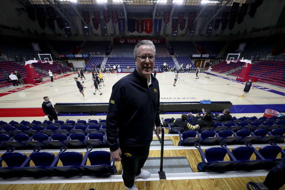 Iowa Hawkeyes head coach Fran McCaffery at the Palestra Friday, January 3, 2020 in Philadelphia. (Brian Ray/hawkeyesports.com)