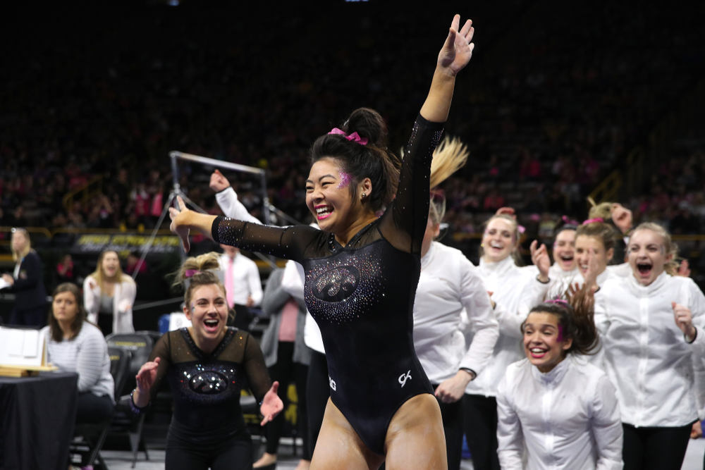 Iowa's Clair Kaji competes on the beam during their meet against the Minnesota Golden Gophers Saturday, January 19, 2019 at Carver-Hawkeye Arena. (Brian Ray/hawkeyesports.com)