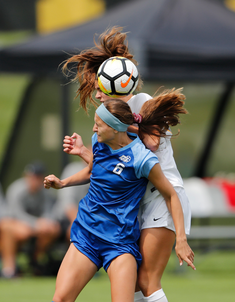 Iowa Hawkeyes Riley Burns (33) against the Creighton Bluejays Sunday, August 19, 2018 at the Iowa Soccer Complex. (Brian Ray/hawkeyesports.com)