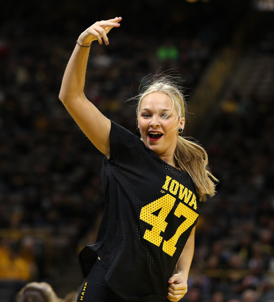 The Iowa Dance Team performs at the intermission of the Iowa Hawkeyes match against Purdue Saturday, November 24, 2018 at Carver-Hawkeye Arena. (Brian Ray/hawkeyesports.com)