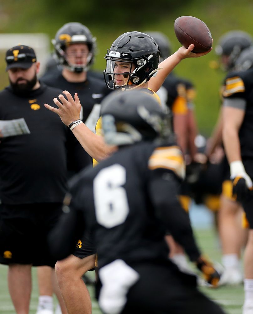 Iowa Hawkeyes quarterback Nate Stanley (4) during practice Sunday, December 22, 2019 at Mesa College in San Diego. (Brian Ray/hawkeyesports.com)