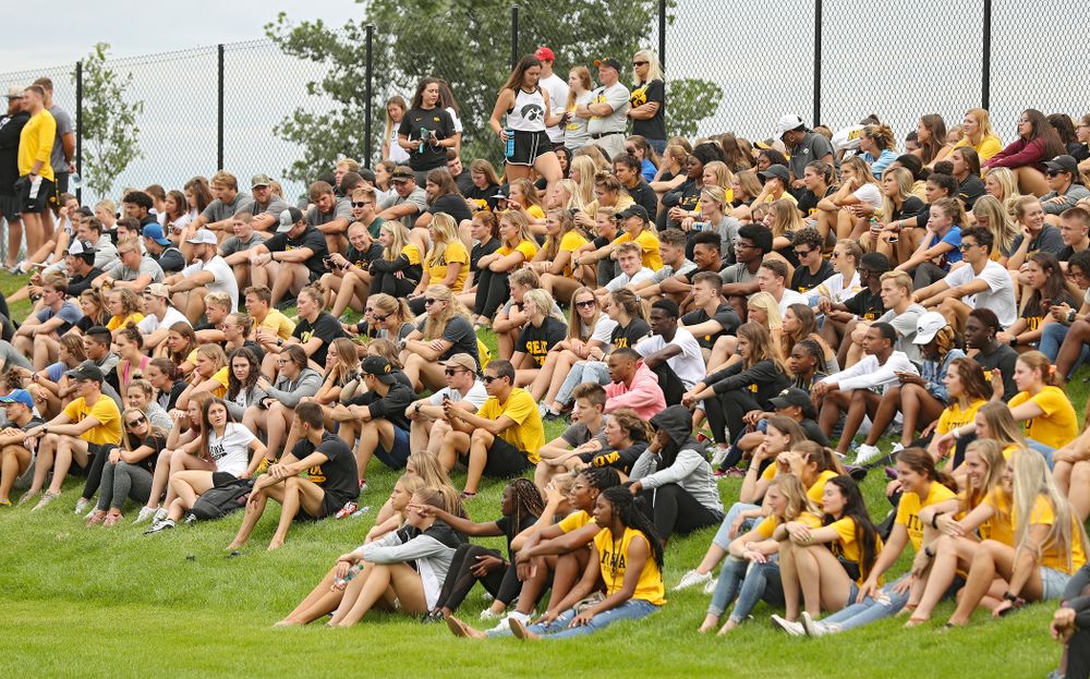 Student-athletes watch the Iowa Women’s Soccer team during the Student-Athlete Kickoff at the Iowa Soccer Complex in Iowa City on Sunday, Aug 25, 2019. (Stephen Mally/hawkeyesports.com)