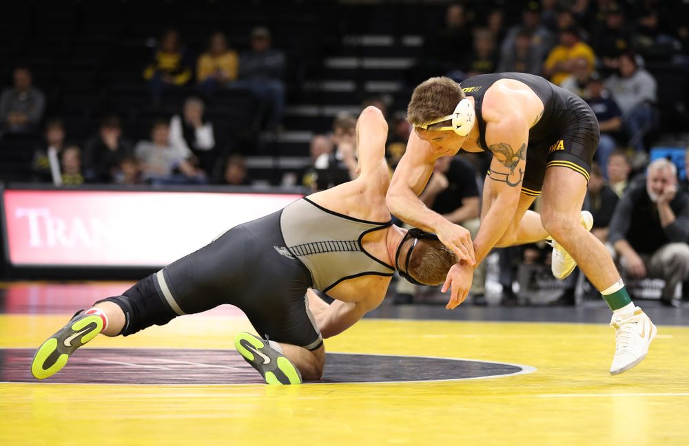 Iowa's Cash Wilcke wrestles Purdue's Max Lyon at 184 pounds Saturday, November 24, 2018 at Carver-Hawkeye Arena. (Brian Ray/hawkeyesports.com)