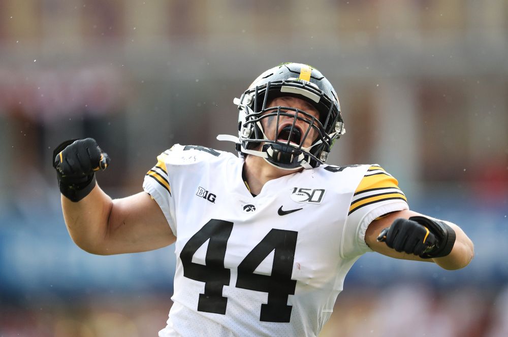Iowa Hawkeyes linebacker Seth Benson (44) against the Iowa State Cyclones Saturday, September 14, 2019 at Jack Trice Stadium in Ames, Iowa. (Brian Ray/hawkeyesports.com)