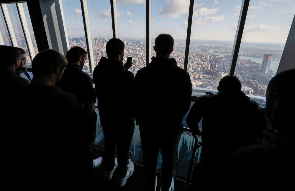 The Iowa Hawkeyes visit the observation deck of the One World Trade Center and the 9/11 Memorial and Museum.
