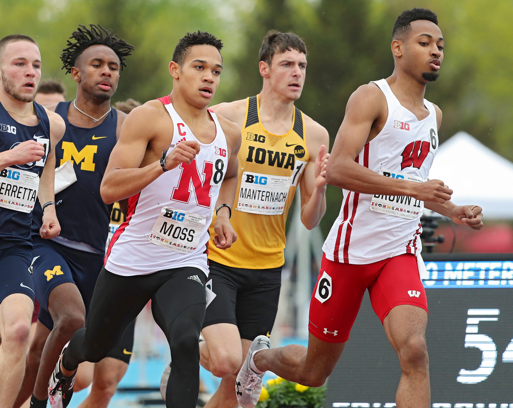 Iowa's Matt Manternach runs the men’s 800 meter event on the third day of the Big Ten Outdoor Track and Field Championships at Francis X. Cretzmeyer Track in Iowa City on Sunday, May. 12, 2019. (Stephen Mally/hawkeyesports.com)