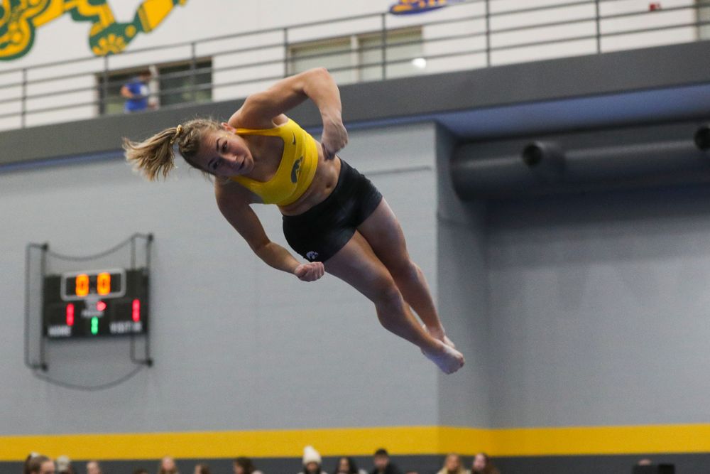 Alex Greenwald performs on the beam during the Iowa women’s gymnastics Black and Gold Intraquad Meet on Saturday, December 7, 2019 at the UI Field House. (Lily Smith/hawkeyesports.com)