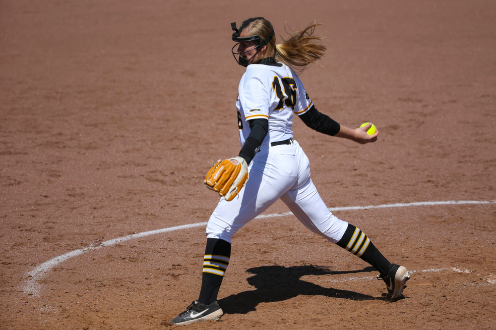 Iowa's Sarah Lehman (16) at game 3 vs Northwestern on Sunday, March 31, 2019 at Bob Pearl Field. (Lily Smith/hawkeyesports.com)