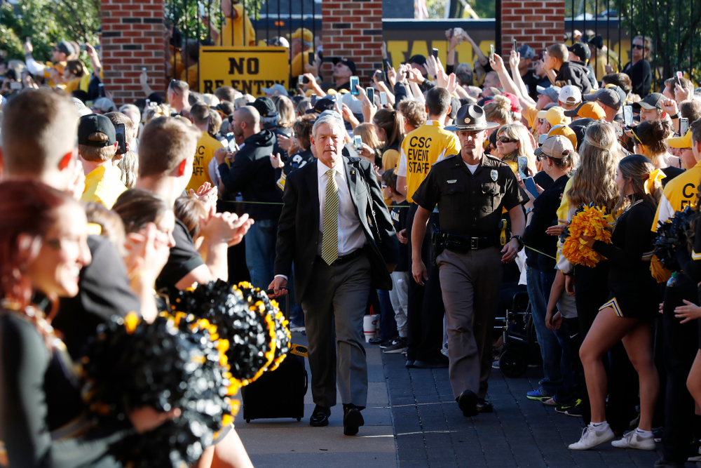 Iowa Hawkeyes head coach Kirk Ferentz against the Wisconsin Badgers Saturday, September 22, 2018 at Kinnick Stadium. (Brian Ray/hawkeyesports.com)