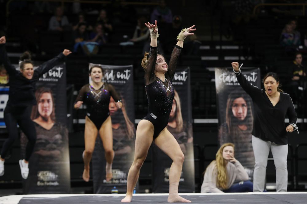 Iowa's Lauren Guerin competes on the floor against Illinois Saturday, February 16, 2019 at Carver-Hawkeye Arena. (Brian Ray/hawkeyesports.com)