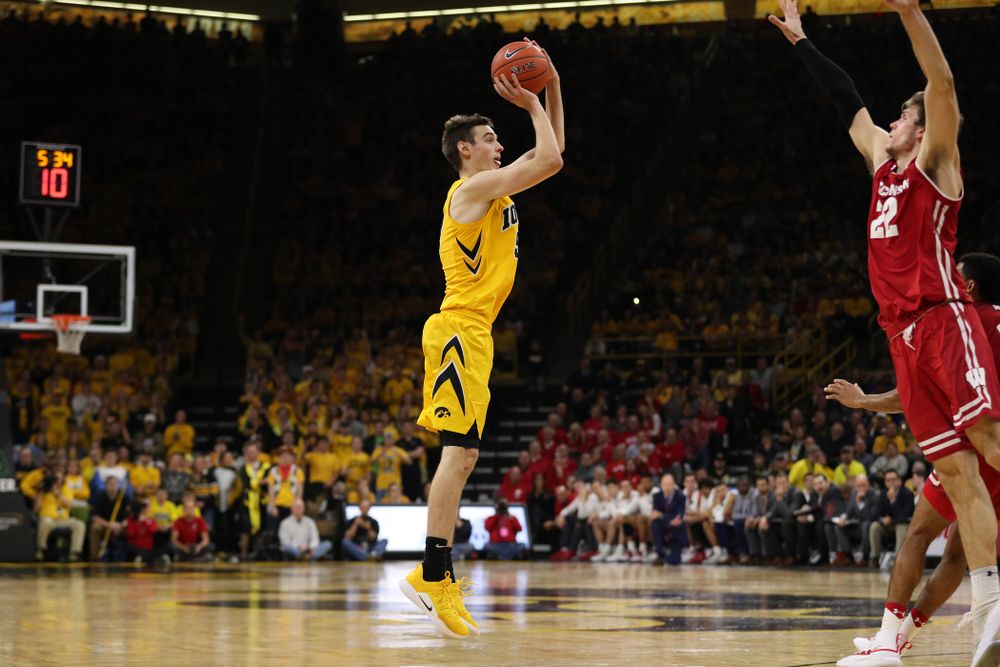 Iowa Hawkeyes forward Nicholas Baer (51) against the Wisconsin Badgers Friday, November 30, 2018 at Carver-Hawkeye Arena. (Brian Ray/hawkeyesports.com)