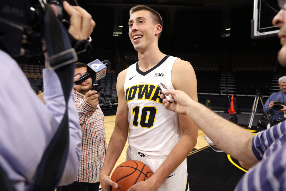 Iowa Hawkeyes guard Joe Wieskamp (10) during the team's annual media day Monday, October 8, 2018 at Carver-Hawkeye Arena. (Brian Ray/hawkeyesports.com)