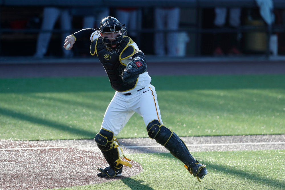 Iowa Hawkeyes catcher Matt Berst (13) against Northern Illinois Tuesday, April 17, 2018 at Duane Banks Field. (Brian Ray/hawkeyesports.com)
