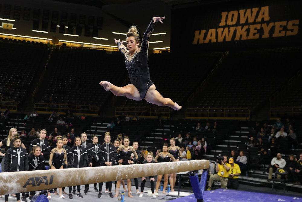 Iowa's Maddie Kampschroeder competes on the beam during their meet against Southeast Missouri State Friday, January 11, 2019 at Carver-Hawkeye Arena. (Brian Ray/hawkeyesports.com)