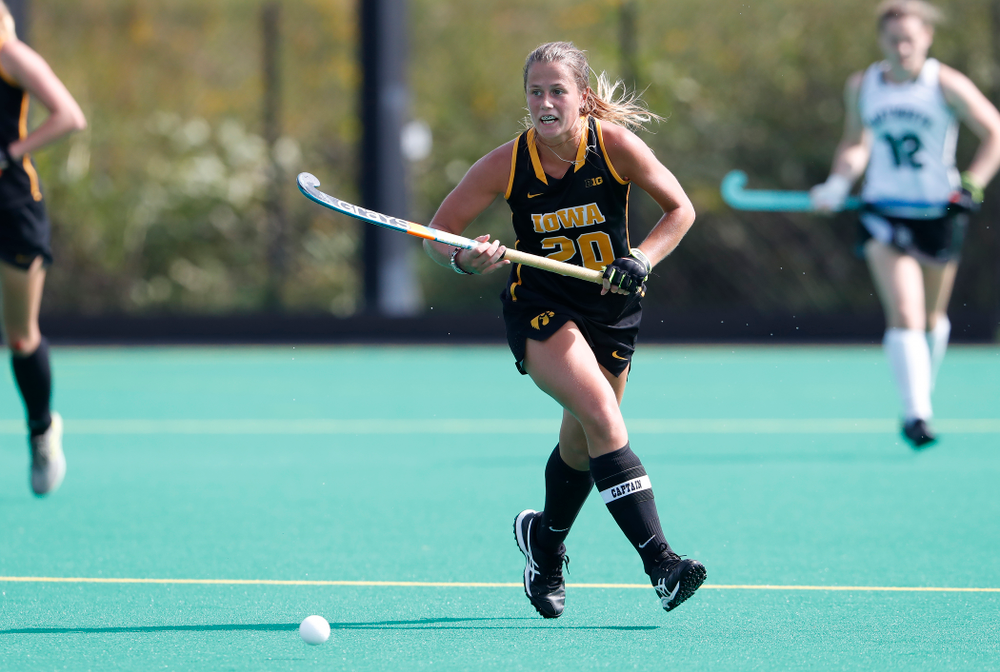 Iowa Hawkeyes Sophie Sunderland (20) against Dartmouth Friday, August 31, 2018 at Grant Field. (Brian Ray/hawkeyesports.com)