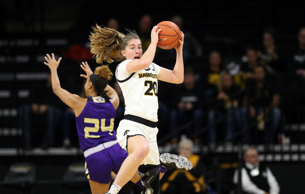 Iowa Hawkeyes guard Kate Martin (20) against North Alabama Thursday, November 14, 2019 at Carver-Hawkeye Arena. (Brian Ray/hawkeyesports.com)