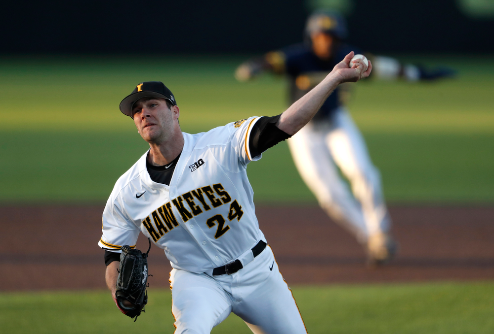 against the Michigan Wolverines Friday, April 27, 2018 at Duane Banks Field in Iowa City. (Brian Ray/hawkeyesports.com)