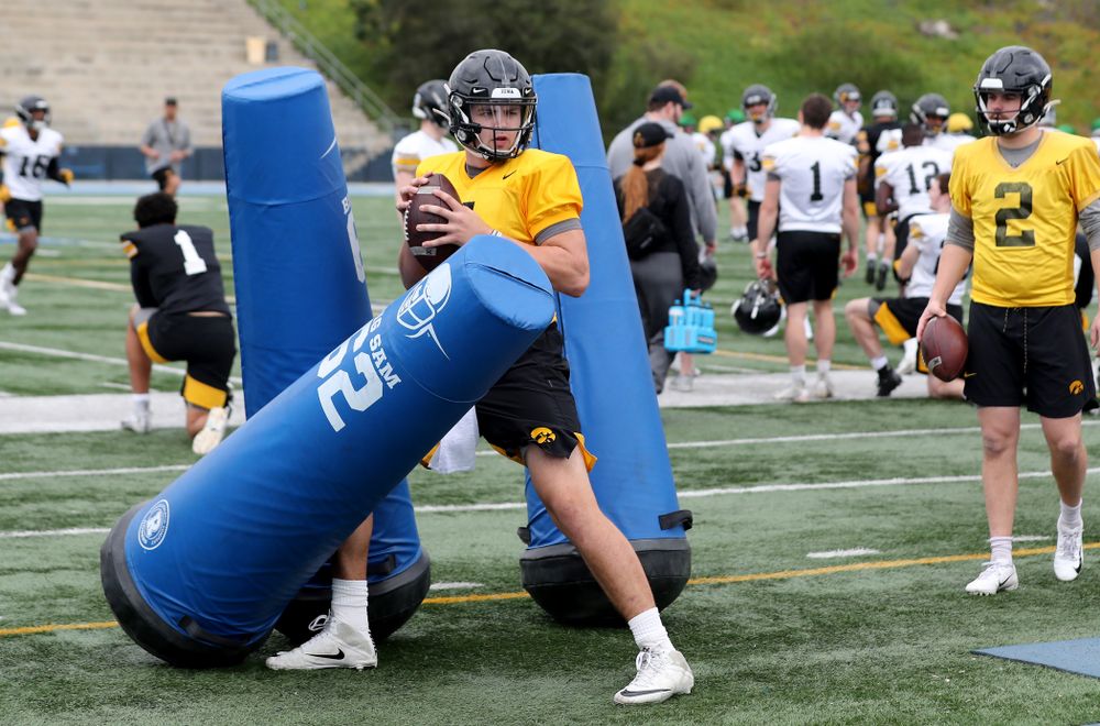 Iowa Hawkeyes quarterback Nate Stanley (4) during practice Sunday, December 22, 2019 at Mesa College in San Diego. (Brian Ray/hawkeyesports.com)