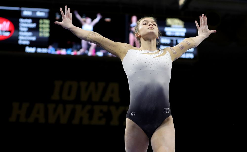 IowaÕs Mackenzie Vance competes on the beam against Ball State and Air Force Saturday, January 11, 2020 at Carver-Hawkeye Arena. (Brian Ray/hawkeyesports.com)