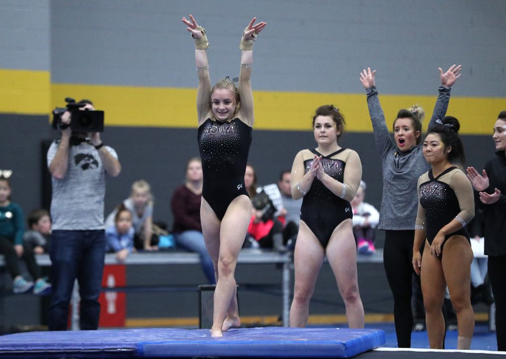 Lauren Guerin competes on the floor during the Black and Gold intrasquad meet Saturday, December 1, 2018 at the University of Iowa Field House. (Brian Ray/hawkeyesports.com)
