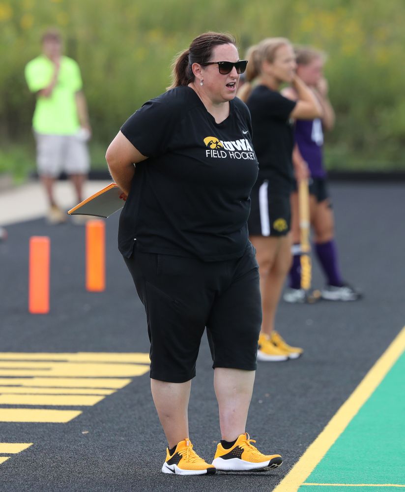Iowa Hawkeyes head coach Lisa Cellucci during an exhibition game against Northwestern Saturday, August 24, 2019 at Grant Field. (Brian Ray/hawkeyesports.com)