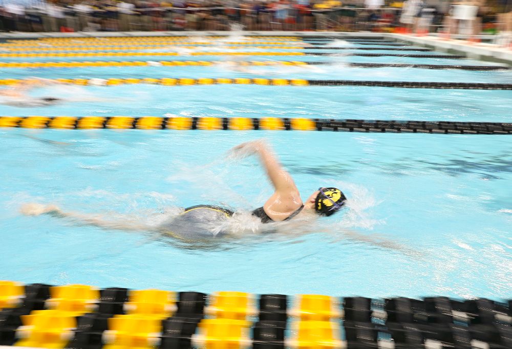 Iowa’s Anna Brooker swims the women’s 500 yard freestyle preliminary event during the 2020 Women’s Big Ten Swimming and Diving Championships at the Campus Recreation and Wellness Center in Iowa City on Thursday, February 20, 2020. (Stephen Mally/hawkeyesports.com)