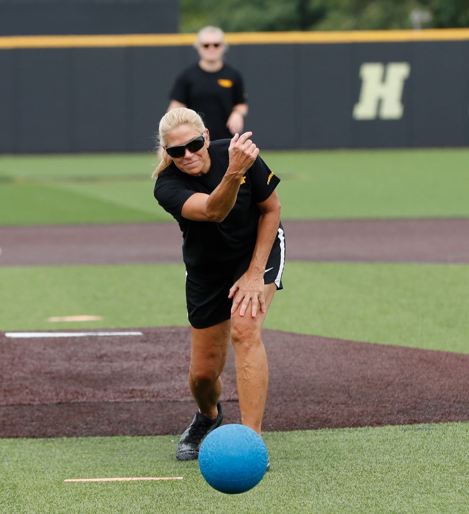 Head Softball Coach Renee Gillispie during the Iowa Student Athlete Kickoff Kickball game Sunday, August 19, 2018 at Duane Banks Field. (Brian Ray/hawkeyesports.com)