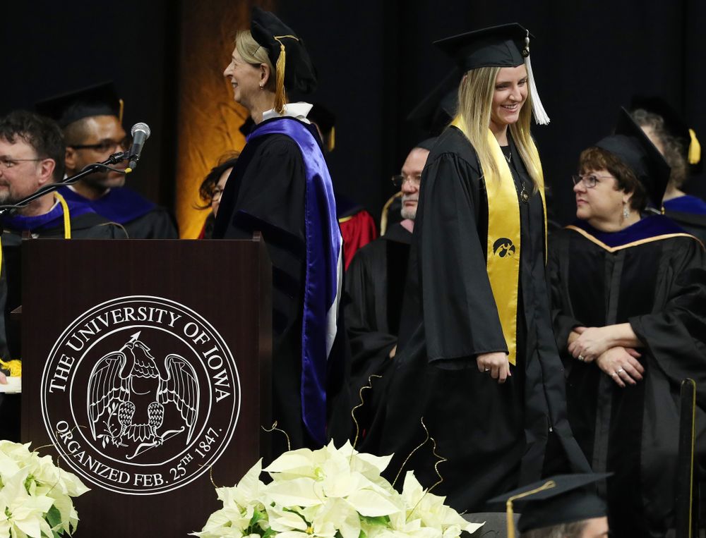 Iowa Soccer's Jenna Kentgen during the Fall Commencement Ceremony Saturday, December 15, 2018 at Carver-Hawkeye Arena. (Brian Ray/hawkeyesports.com)