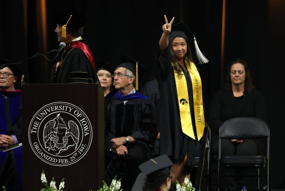 Iowa WomenÕs Gymnast Nicole Chow during the College of Liberal Arts and Sciences spring commencement Saturday, May 11, 2019 at Carver-Hawkeye Arena. (Brian Ray/hawkeyesports.com)