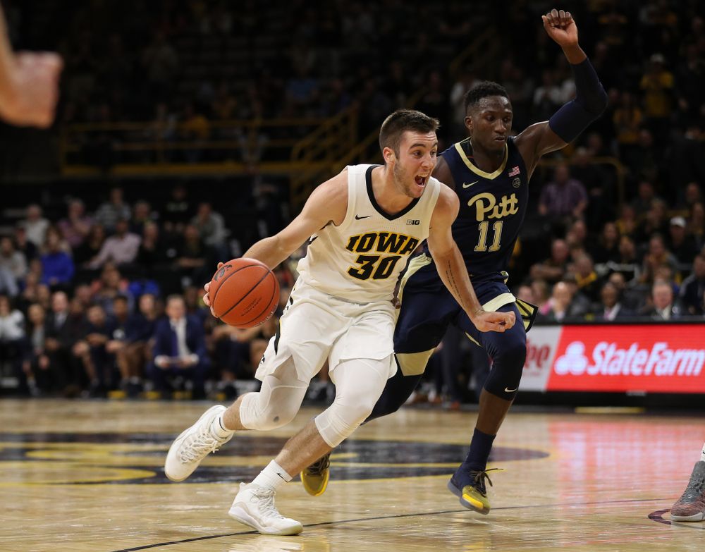 Iowa Hawkeyes guard Connor McCaffery (30) against the Pitt Panthers Tuesday, November 27, 2018 at Carver-Hawkeye Arena. (Brian Ray/hawkeyesports.com)