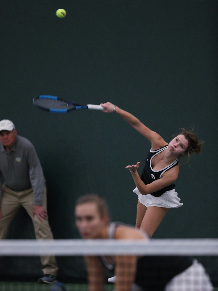 Iowa's Cloe Ruette during a doubles match against North Texas Sunday, January 20, 2019 at the Hawkeye Tennis and Recreation Center. (Brian Ray/hawkeyesports.com)