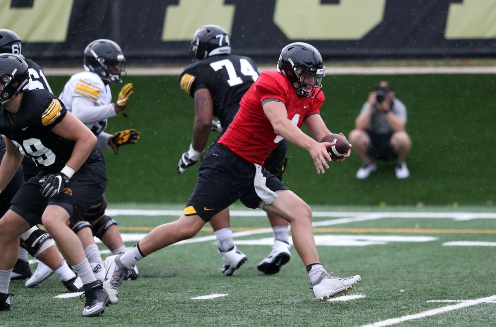 Iowa Hawkeyes quarterback Nathan Stanley (4) during practice No. 4 of Fall Camp Monday, August 6, 2018 at the Hansen Football Performance Center. (Brian Ray/hawkeyesports.com)
