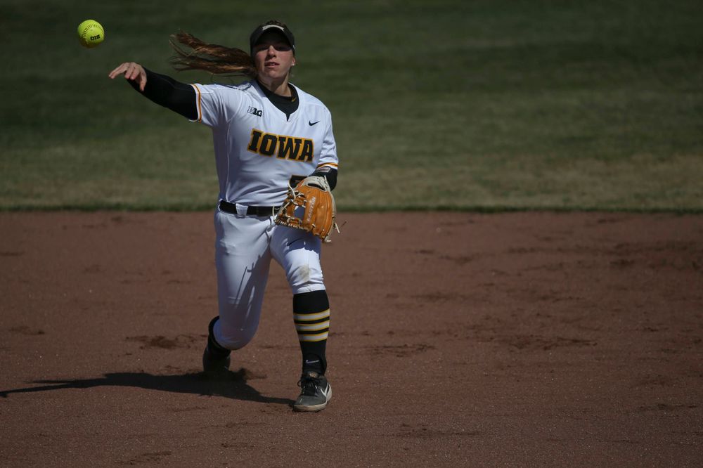 Iowa infielder Sydney Owens (5) at game 3 vs Northwestern on Sunday, March 31, 2019 at Bob Pearl Field. (Lily Smith/hawkeyesports.com)