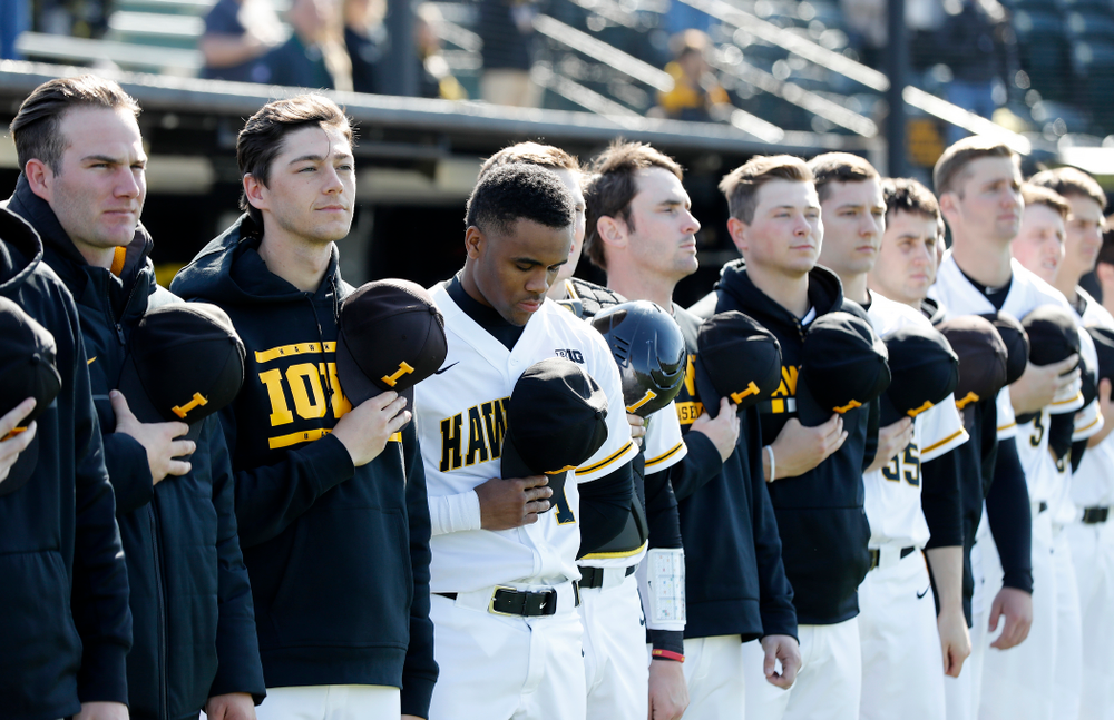 Iowa Hawkeyes third baseman Lorenzo Elion (1) against Northern Illinois Tuesday, April 17, 2018 at Duane Banks Field. (Brian Ray/hawkeyesports.com)