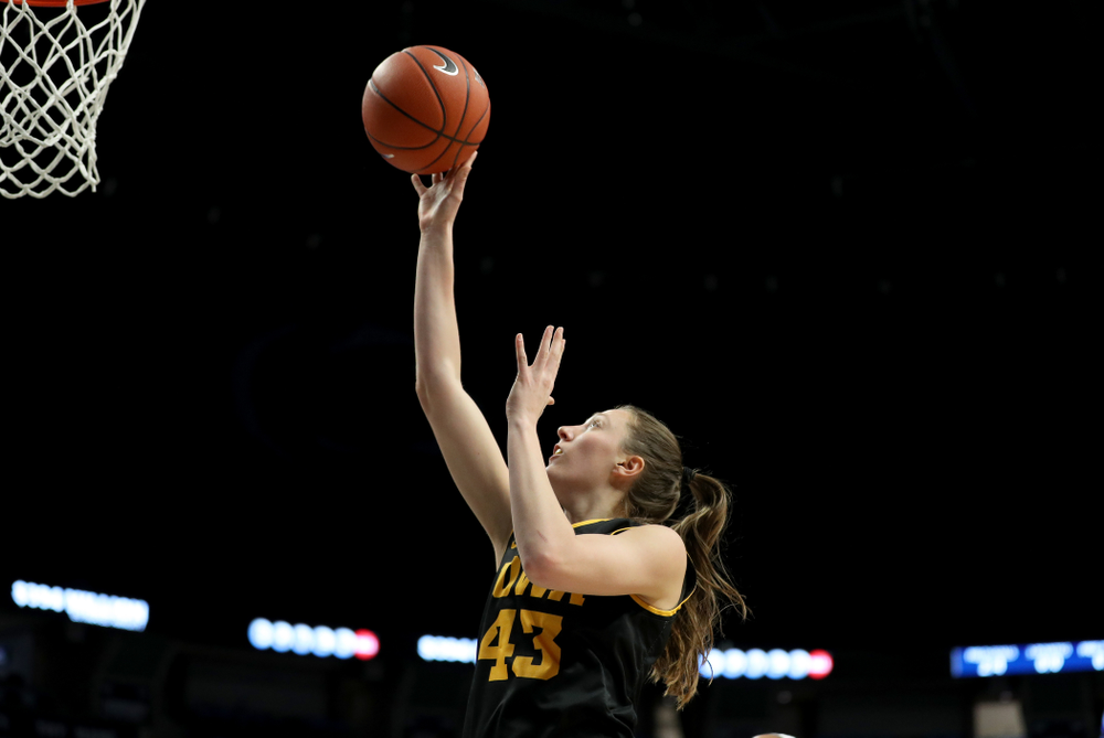 Iowa Hawkeyes forward Amanda Ollinger (43) against the Penn State Nittany Lions Thursday, January 30, 2020 at the Bryce Jordan Center. (Brian Ray/hawkeyesports.com)