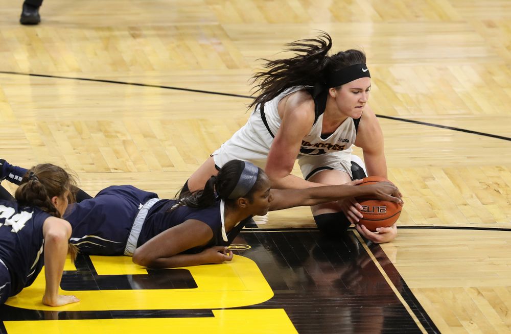 Iowa Hawkeyes forward Megan Gustafson (10) against Oral Roberts University Friday, November 9, 2018 at Carver-Hawkeye Arena. (Brian Ray/hawkeyesports.com)
